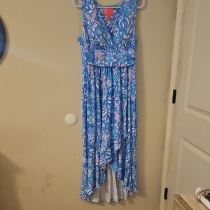 Lilly Pulitzer Blue and White Floral Maxi Dress